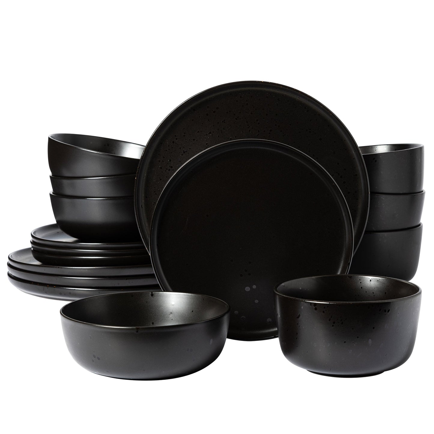 Elite James Street 16-Piece Reactive Stoneware Double Bowl Dinnerware Set