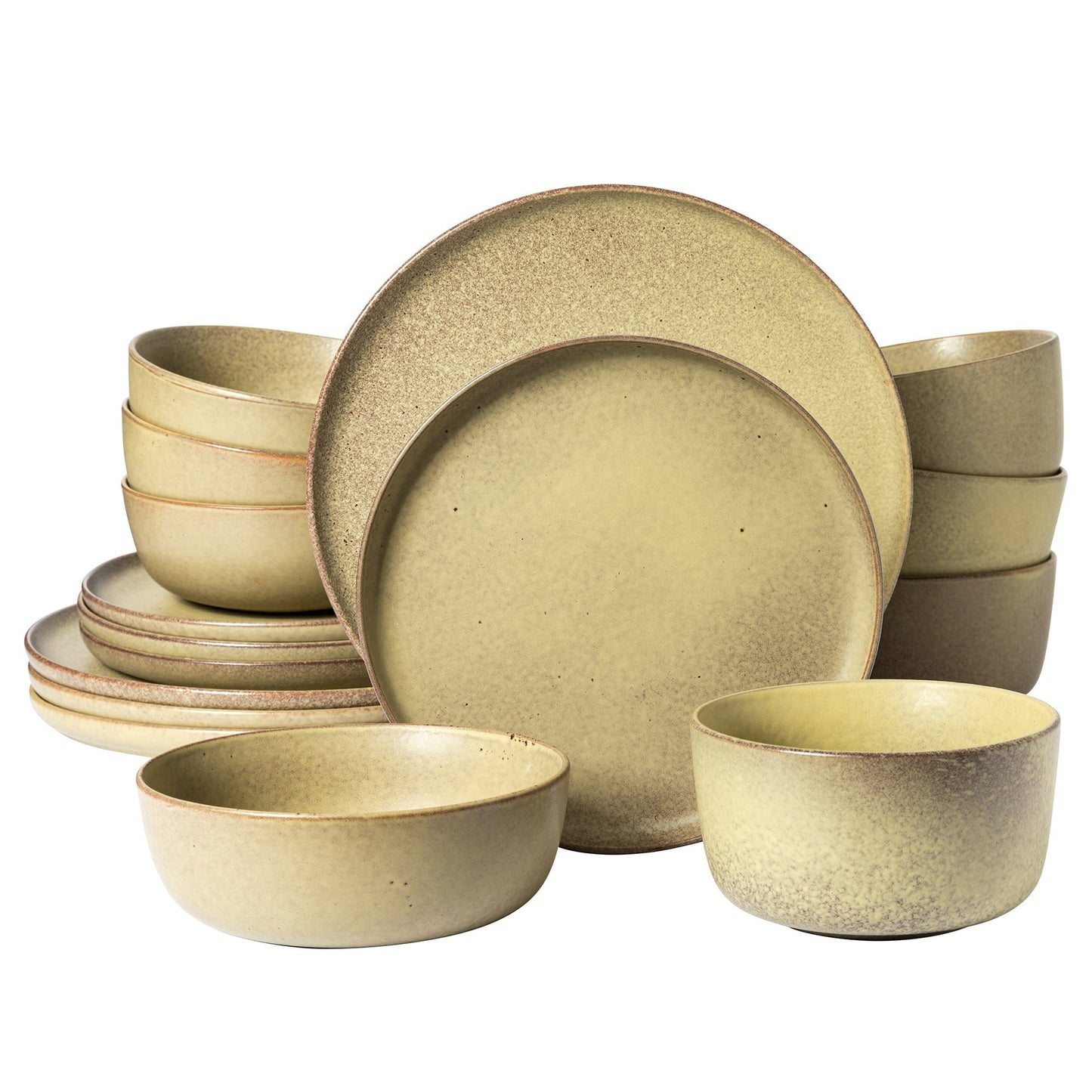 Elite James Street 16-Piece Reactive Stoneware Double Bowl Dinnerware Set