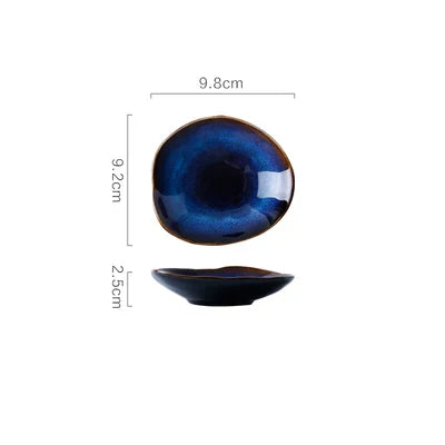 Cat Eye Blue Glaze Ceramic Bowl European Irregular Soup Bowl