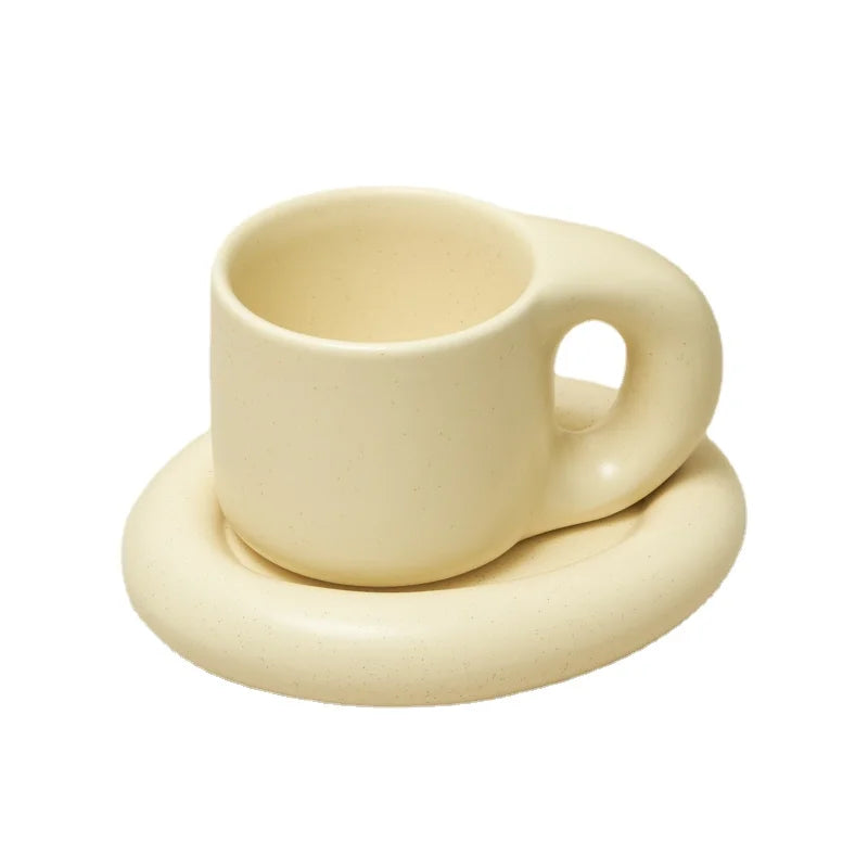 Floriddle Ceramic Mug with Saucer Coffee Cups and Saucers Home Office Tea Cup Coffee Cups Korean Mug Ceramic Plate