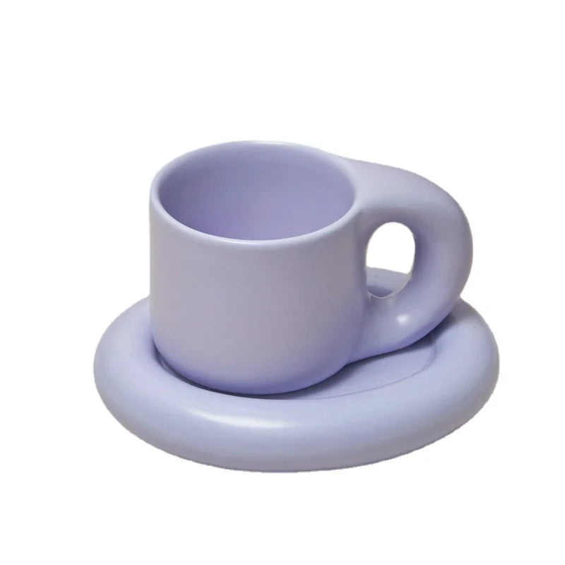 Floriddle Ceramic Mug with Saucer Coffee Cups and Saucers Home Office Tea Cup Coffee Cups Korean Mug Ceramic Plate