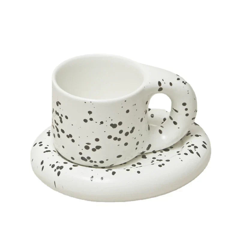 Floriddle Ceramic Mug with Saucer Coffee Cups and Saucers Home Office Tea Cup Coffee Cups Korean Mug Ceramic Plate