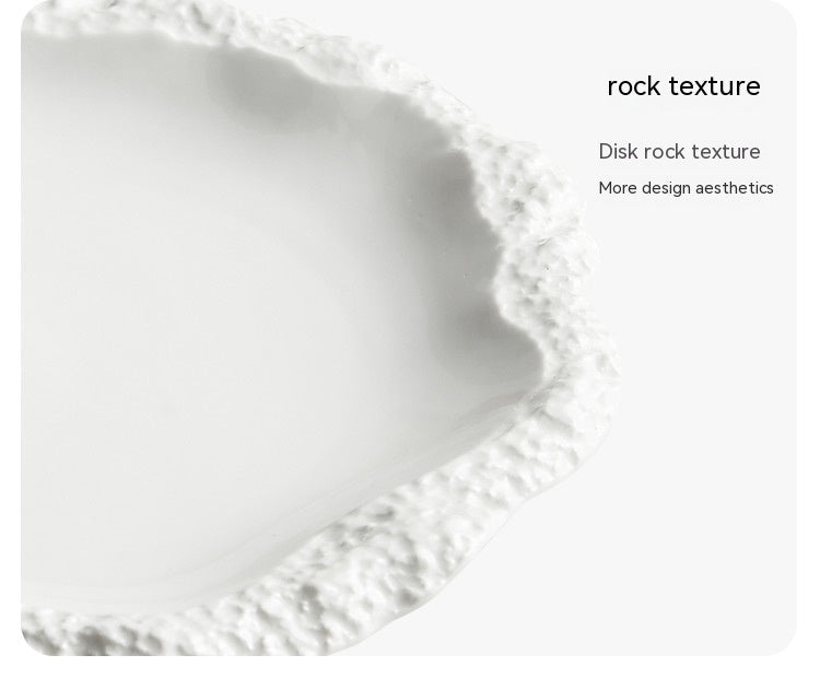 Hotel Restaurant European-style Embossed Stone Pattern Ceramic Plate