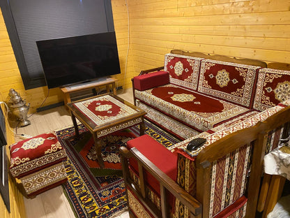 Red Turkish Rug Carpet Wooden Bench Sofa