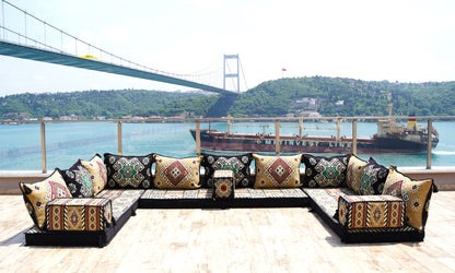 Yellow Arabic Majlis, U Shaped Arabic Sofa Set