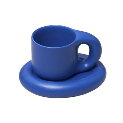 Floriddle Ceramic Mug with Saucer Coffee Cups and Saucers Home Office Tea Cup Coffee Cups Korean Mug Ceramic Plate
