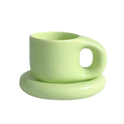 Floriddle Ceramic Mug with Saucer Coffee Cups and Saucers Home Office Tea Cup Coffee Cups Korean Mug Ceramic Plate