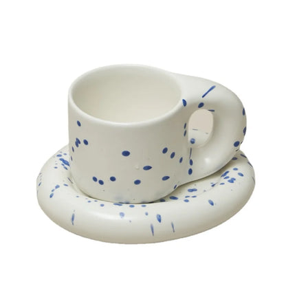 Floriddle Ceramic Mug with Saucer Coffee Cups and Saucers Home Office Tea Cup Coffee Cups Korean Mug Ceramic Plate